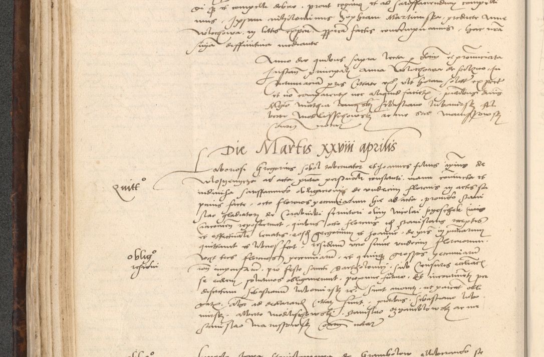 Zdjęcie nr 118 dla obiektu archiwalnego: INRI. Acta actorum, obligacionum et sentenciarum tam interlocutoriarum quam diffinitivarum coram reverendo patre ac egregio viro domino Jacobo Erciss[o]wski decretorum doctorem, canonico et officiali generali Cracoviensi ad annum Domini 1528, indicionem primam, pontificatus sanctissimi in Christo patris et domini domini Clementis divina probidendcia pape seprtimi, annum quintum, per Stanislaum de Mordi legalem consistorii notarium omine felici inchoantur