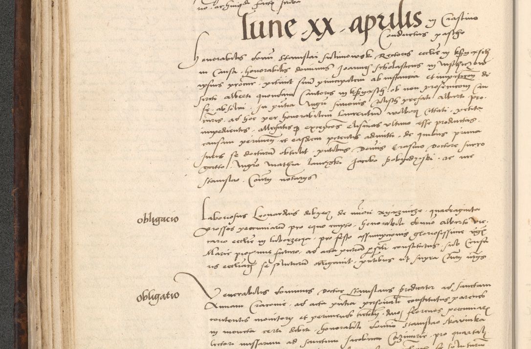 Zdjęcie nr 108 dla obiektu archiwalnego: INRI. Acta actorum, obligacionum et sentenciarum tam interlocutoriarum quam diffinitivarum coram reverendo patre ac egregio viro domino Jacobo Erciss[o]wski decretorum doctorem, canonico et officiali generali Cracoviensi ad annum Domini 1528, indicionem primam, pontificatus sanctissimi in Christo patris et domini domini Clementis divina probidendcia pape seprtimi, annum quintum, per Stanislaum de Mordi legalem consistorii notarium omine felici inchoantur
