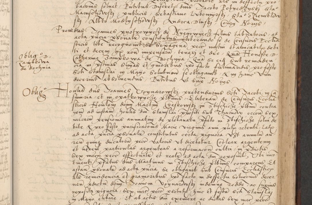 Zdjęcie nr 105 dla obiektu archiwalnego: INRI. Acta actorum, obligacionum et sentenciarum tam interlocutoriarum quam diffinitivarum coram reverendo patre ac egregio viro domino Jacobo Erciss[o]wski decretorum doctorem, canonico et officiali generali Cracoviensi ad annum Domini 1528, indicionem primam, pontificatus sanctissimi in Christo patris et domini domini Clementis divina probidendcia pape seprtimi, annum quintum, per Stanislaum de Mordi legalem consistorii notarium omine felici inchoantur