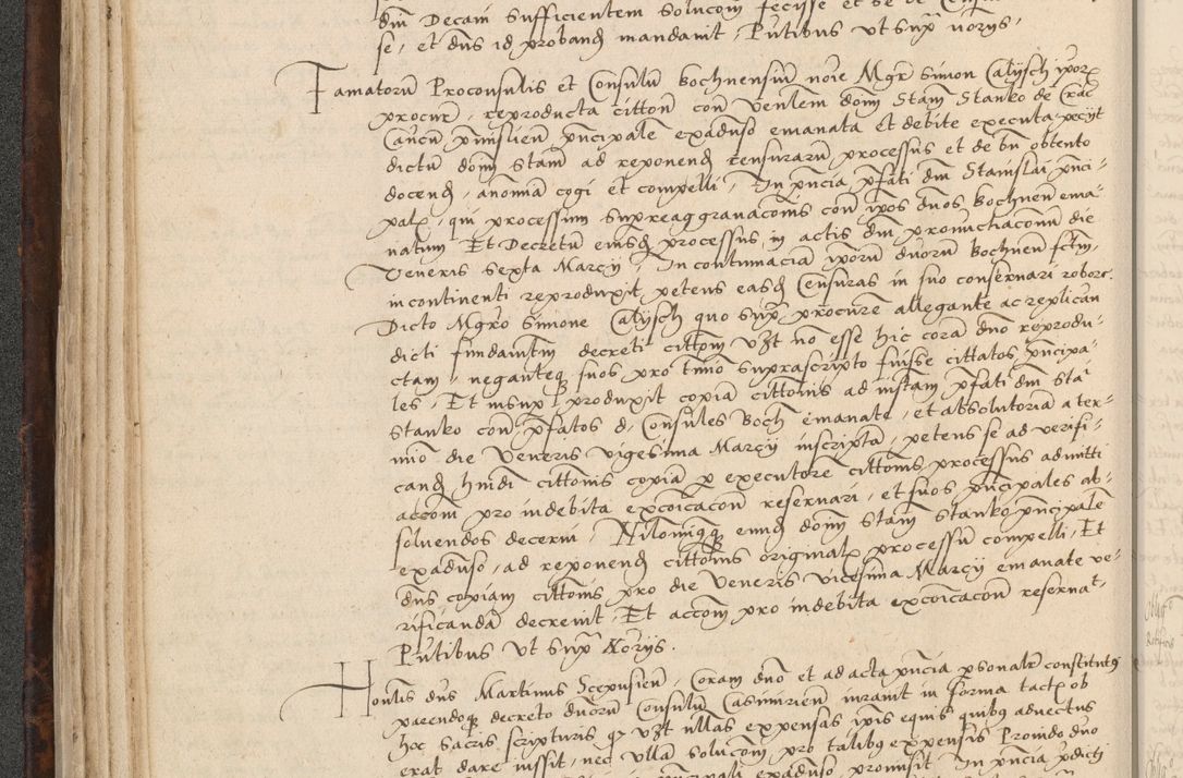 Zdjęcie nr 98 dla obiektu archiwalnego: INRI. Acta actorum, obligacionum et sentenciarum tam interlocutoriarum quam diffinitivarum coram reverendo patre ac egregio viro domino Jacobo Erciss[o]wski decretorum doctorem, canonico et officiali generali Cracoviensi ad annum Domini 1528, indicionem primam, pontificatus sanctissimi in Christo patris et domini domini Clementis divina probidendcia pape seprtimi, annum quintum, per Stanislaum de Mordi legalem consistorii notarium omine felici inchoantur