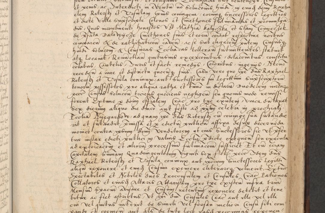 Zdjęcie nr 93 dla obiektu archiwalnego: INRI. Acta actorum, obligacionum et sentenciarum tam interlocutoriarum quam diffinitivarum coram reverendo patre ac egregio viro domino Jacobo Erciss[o]wski decretorum doctorem, canonico et officiali generali Cracoviensi ad annum Domini 1528, indicionem primam, pontificatus sanctissimi in Christo patris et domini domini Clementis divina probidendcia pape seprtimi, annum quintum, per Stanislaum de Mordi legalem consistorii notarium omine felici inchoantur