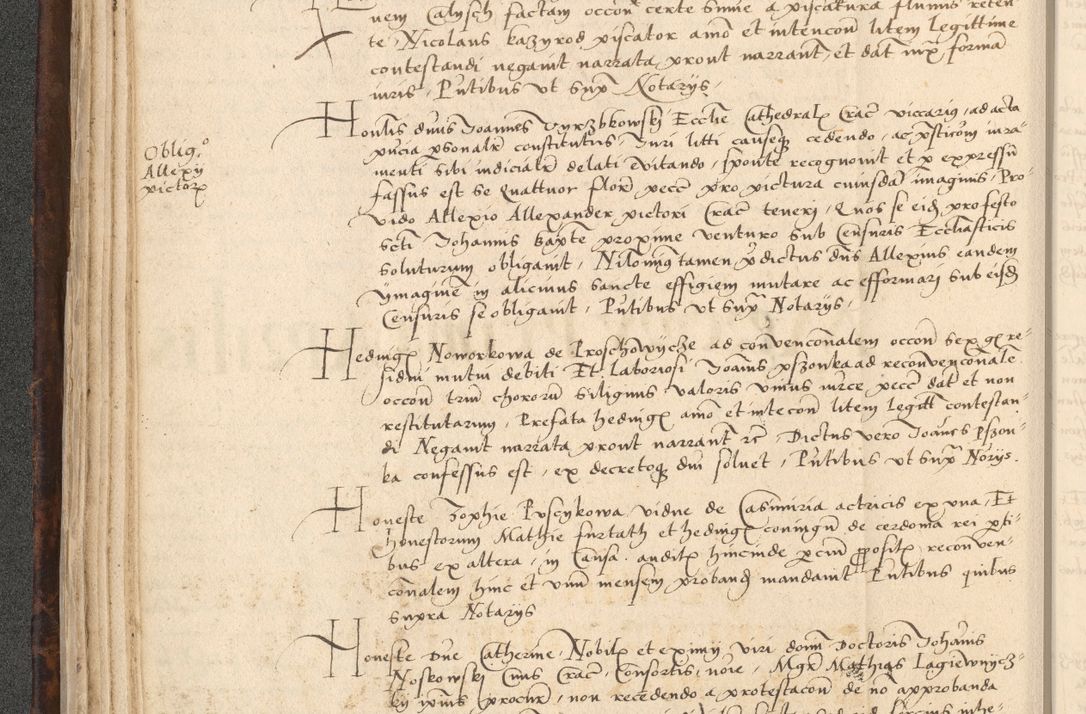 Zdjęcie nr 90 dla obiektu archiwalnego: INRI. Acta actorum, obligacionum et sentenciarum tam interlocutoriarum quam diffinitivarum coram reverendo patre ac egregio viro domino Jacobo Erciss[o]wski decretorum doctorem, canonico et officiali generali Cracoviensi ad annum Domini 1528, indicionem primam, pontificatus sanctissimi in Christo patris et domini domini Clementis divina probidendcia pape seprtimi, annum quintum, per Stanislaum de Mordi legalem consistorii notarium omine felici inchoantur