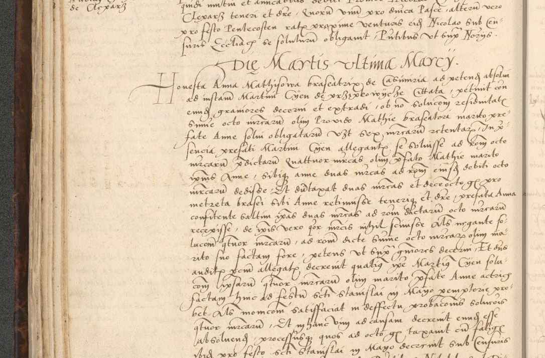 Zdjęcie nr 88 dla obiektu archiwalnego: INRI. Acta actorum, obligacionum et sentenciarum tam interlocutoriarum quam diffinitivarum coram reverendo patre ac egregio viro domino Jacobo Erciss[o]wski decretorum doctorem, canonico et officiali generali Cracoviensi ad annum Domini 1528, indicionem primam, pontificatus sanctissimi in Christo patris et domini domini Clementis divina probidendcia pape seprtimi, annum quintum, per Stanislaum de Mordi legalem consistorii notarium omine felici inchoantur