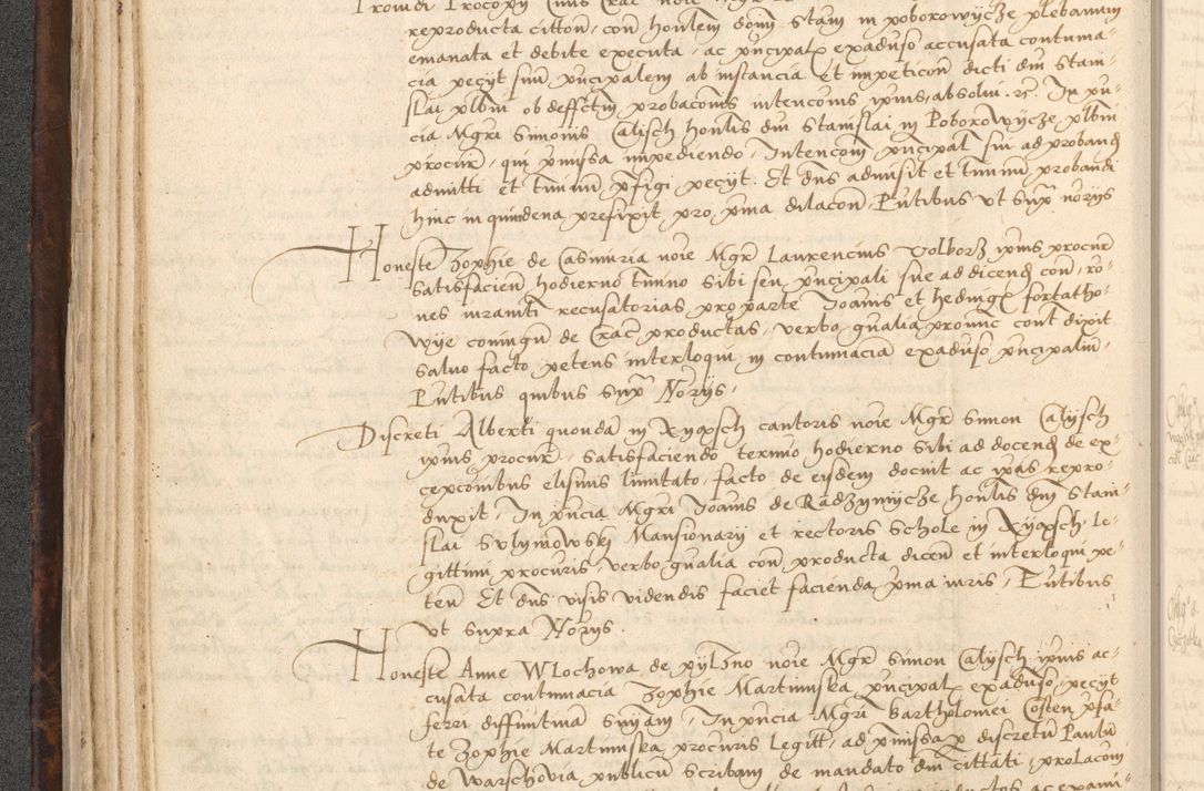 Zdjęcie nr 86 dla obiektu archiwalnego: INRI. Acta actorum, obligacionum et sentenciarum tam interlocutoriarum quam diffinitivarum coram reverendo patre ac egregio viro domino Jacobo Erciss[o]wski decretorum doctorem, canonico et officiali generali Cracoviensi ad annum Domini 1528, indicionem primam, pontificatus sanctissimi in Christo patris et domini domini Clementis divina probidendcia pape seprtimi, annum quintum, per Stanislaum de Mordi legalem consistorii notarium omine felici inchoantur