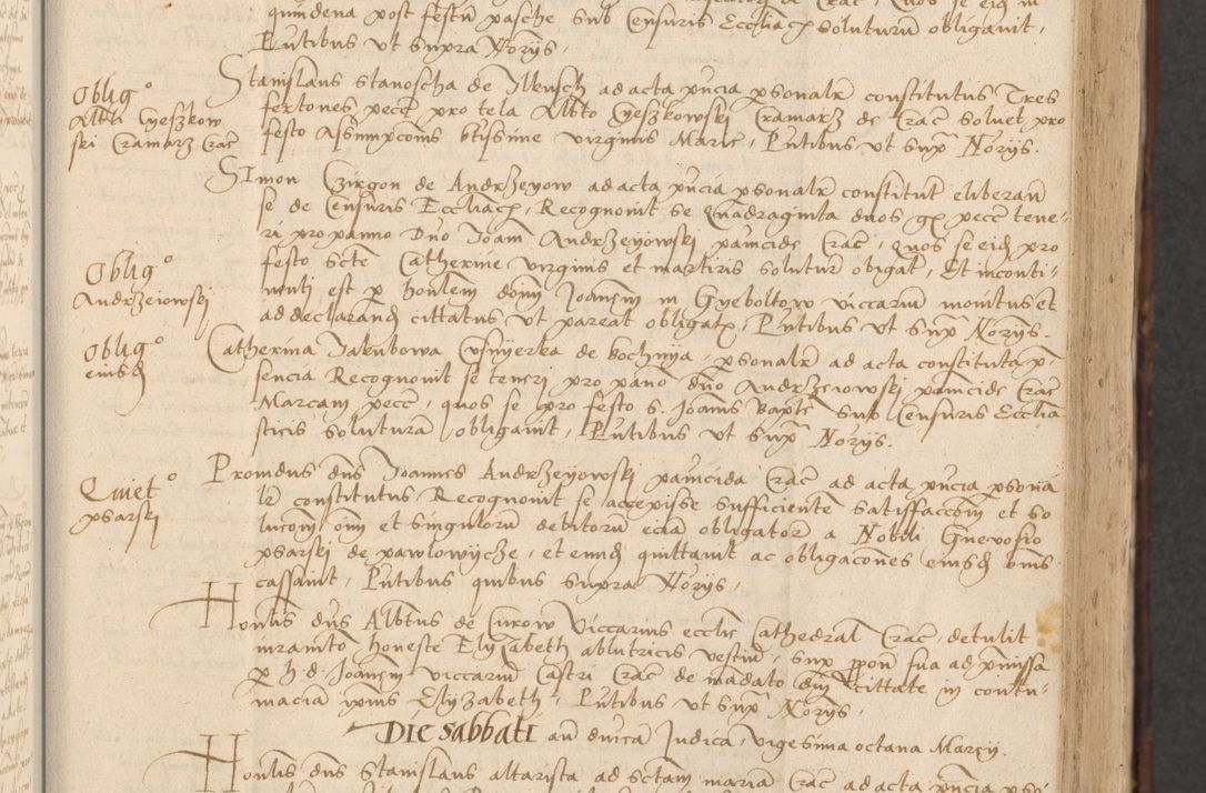 Zdjęcie nr 83 dla obiektu archiwalnego: INRI. Acta actorum, obligacionum et sentenciarum tam interlocutoriarum quam diffinitivarum coram reverendo patre ac egregio viro domino Jacobo Erciss[o]wski decretorum doctorem, canonico et officiali generali Cracoviensi ad annum Domini 1528, indicionem primam, pontificatus sanctissimi in Christo patris et domini domini Clementis divina probidendcia pape seprtimi, annum quintum, per Stanislaum de Mordi legalem consistorii notarium omine felici inchoantur