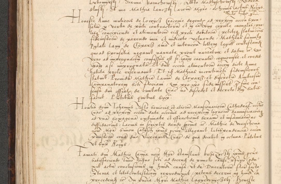 Zdjęcie nr 76 dla obiektu archiwalnego: INRI. Acta actorum, obligacionum et sentenciarum tam interlocutoriarum quam diffinitivarum coram reverendo patre ac egregio viro domino Jacobo Erciss[o]wski decretorum doctorem, canonico et officiali generali Cracoviensi ad annum Domini 1528, indicionem primam, pontificatus sanctissimi in Christo patris et domini domini Clementis divina probidendcia pape seprtimi, annum quintum, per Stanislaum de Mordi legalem consistorii notarium omine felici inchoantur