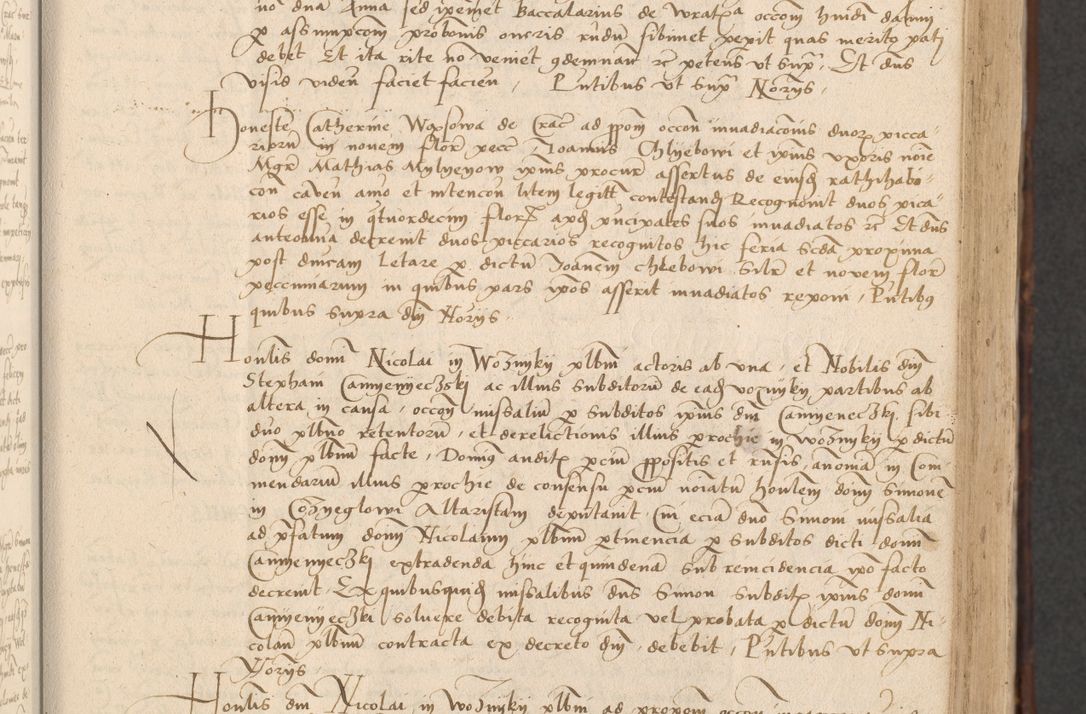 Zdjęcie nr 73 dla obiektu archiwalnego: INRI. Acta actorum, obligacionum et sentenciarum tam interlocutoriarum quam diffinitivarum coram reverendo patre ac egregio viro domino Jacobo Erciss[o]wski decretorum doctorem, canonico et officiali generali Cracoviensi ad annum Domini 1528, indicionem primam, pontificatus sanctissimi in Christo patris et domini domini Clementis divina probidendcia pape seprtimi, annum quintum, per Stanislaum de Mordi legalem consistorii notarium omine felici inchoantur