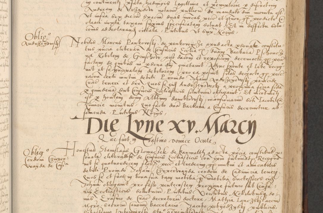 Zdjęcie nr 69 dla obiektu archiwalnego: INRI. Acta actorum, obligacionum et sentenciarum tam interlocutoriarum quam diffinitivarum coram reverendo patre ac egregio viro domino Jacobo Erciss[o]wski decretorum doctorem, canonico et officiali generali Cracoviensi ad annum Domini 1528, indicionem primam, pontificatus sanctissimi in Christo patris et domini domini Clementis divina probidendcia pape seprtimi, annum quintum, per Stanislaum de Mordi legalem consistorii notarium omine felici inchoantur