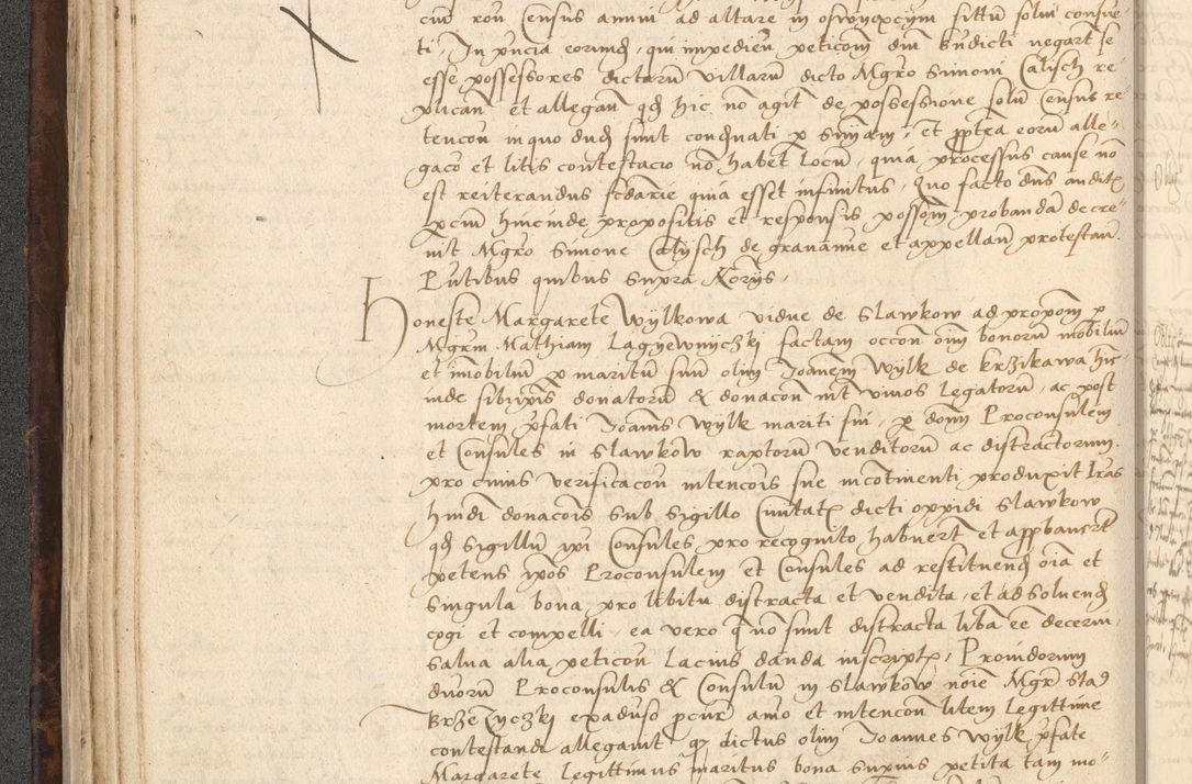 Zdjęcie nr 64 dla obiektu archiwalnego: INRI. Acta actorum, obligacionum et sentenciarum tam interlocutoriarum quam diffinitivarum coram reverendo patre ac egregio viro domino Jacobo Erciss[o]wski decretorum doctorem, canonico et officiali generali Cracoviensi ad annum Domini 1528, indicionem primam, pontificatus sanctissimi in Christo patris et domini domini Clementis divina probidendcia pape seprtimi, annum quintum, per Stanislaum de Mordi legalem consistorii notarium omine felici inchoantur