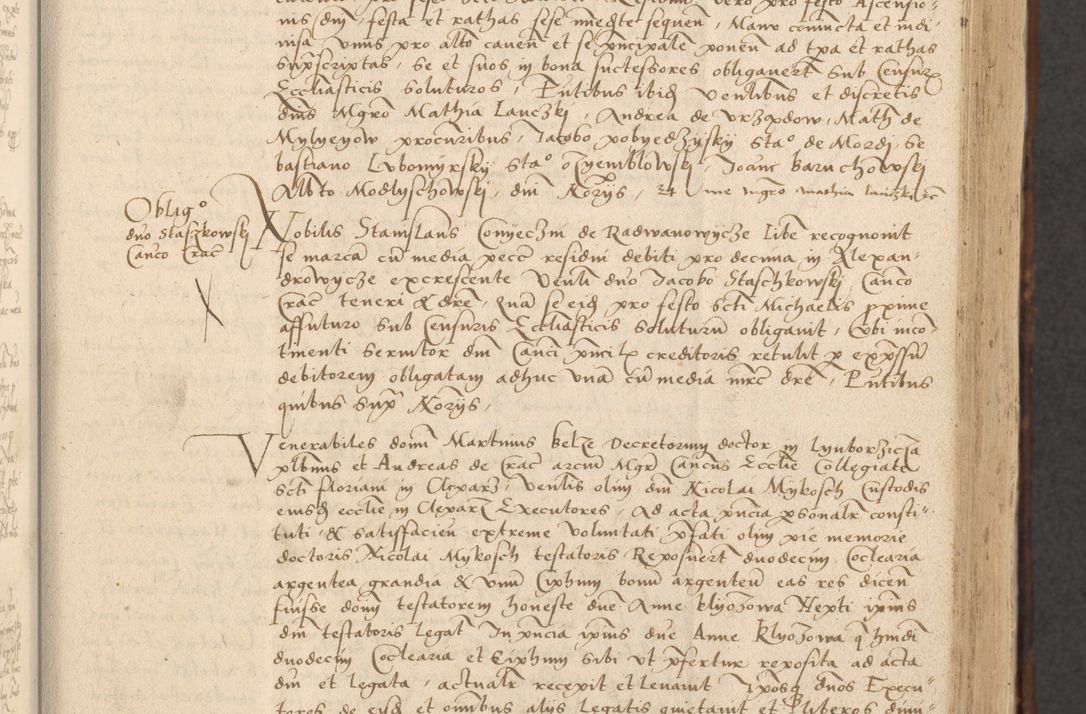 Zdjęcie nr 61 dla obiektu archiwalnego: INRI. Acta actorum, obligacionum et sentenciarum tam interlocutoriarum quam diffinitivarum coram reverendo patre ac egregio viro domino Jacobo Erciss[o]wski decretorum doctorem, canonico et officiali generali Cracoviensi ad annum Domini 1528, indicionem primam, pontificatus sanctissimi in Christo patris et domini domini Clementis divina probidendcia pape seprtimi, annum quintum, per Stanislaum de Mordi legalem consistorii notarium omine felici inchoantur