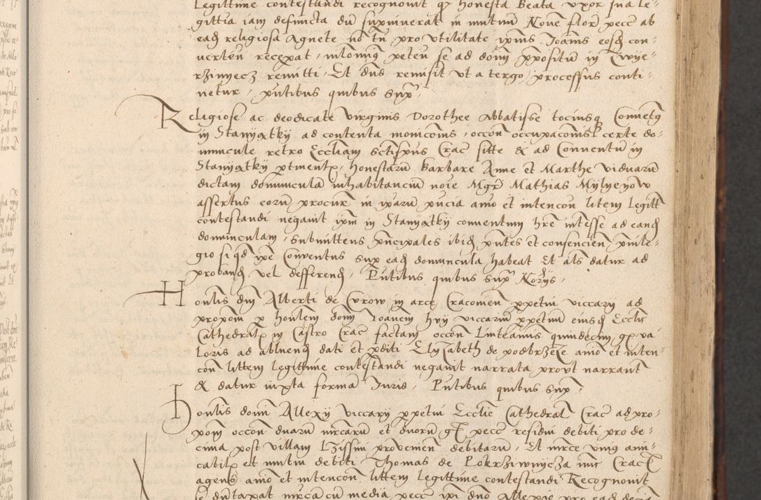 Zdjęcie nr 59 dla obiektu archiwalnego: INRI. Acta actorum, obligacionum et sentenciarum tam interlocutoriarum quam diffinitivarum coram reverendo patre ac egregio viro domino Jacobo Erciss[o]wski decretorum doctorem, canonico et officiali generali Cracoviensi ad annum Domini 1528, indicionem primam, pontificatus sanctissimi in Christo patris et domini domini Clementis divina probidendcia pape seprtimi, annum quintum, per Stanislaum de Mordi legalem consistorii notarium omine felici inchoantur