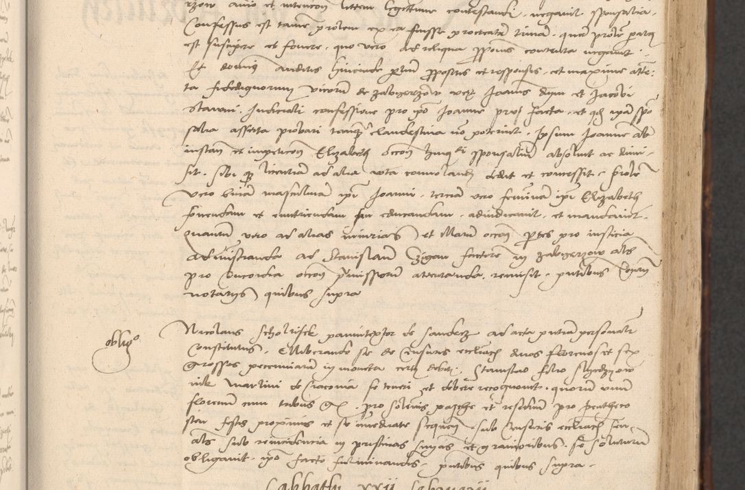 Zdjęcie nr 49 dla obiektu archiwalnego: INRI. Acta actorum, obligacionum et sentenciarum tam interlocutoriarum quam diffinitivarum coram reverendo patre ac egregio viro domino Jacobo Erciss[o]wski decretorum doctorem, canonico et officiali generali Cracoviensi ad annum Domini 1528, indicionem primam, pontificatus sanctissimi in Christo patris et domini domini Clementis divina probidendcia pape seprtimi, annum quintum, per Stanislaum de Mordi legalem consistorii notarium omine felici inchoantur