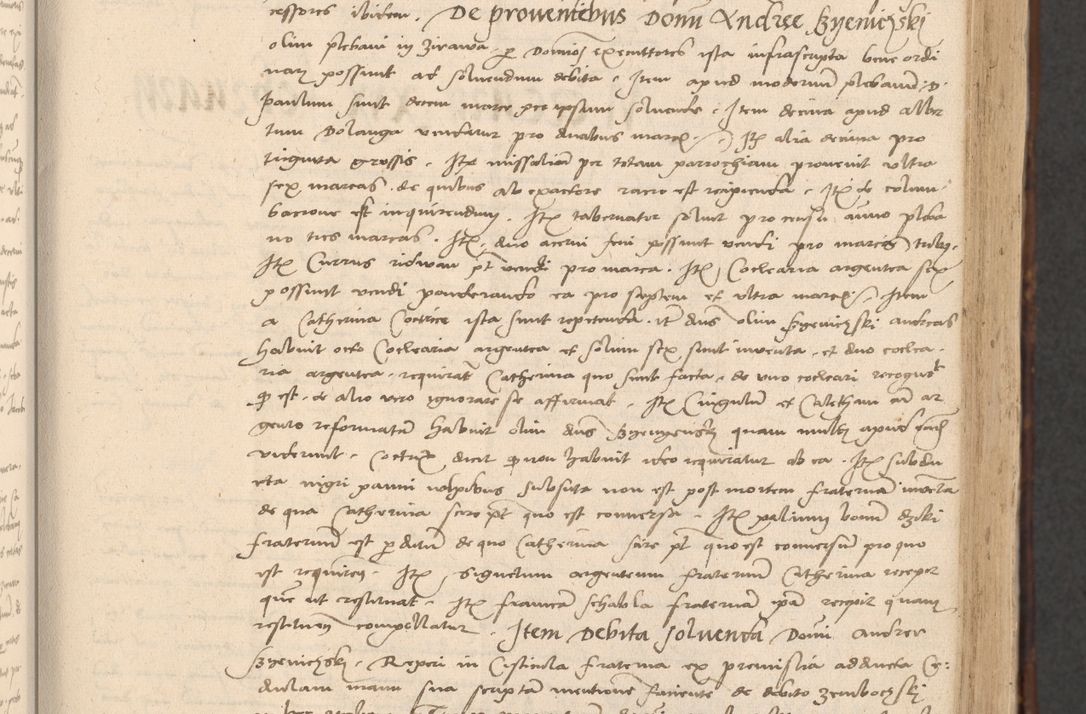 Zdjęcie nr 45 dla obiektu archiwalnego: INRI. Acta actorum, obligacionum et sentenciarum tam interlocutoriarum quam diffinitivarum coram reverendo patre ac egregio viro domino Jacobo Erciss[o]wski decretorum doctorem, canonico et officiali generali Cracoviensi ad annum Domini 1528, indicionem primam, pontificatus sanctissimi in Christo patris et domini domini Clementis divina probidendcia pape seprtimi, annum quintum, per Stanislaum de Mordi legalem consistorii notarium omine felici inchoantur