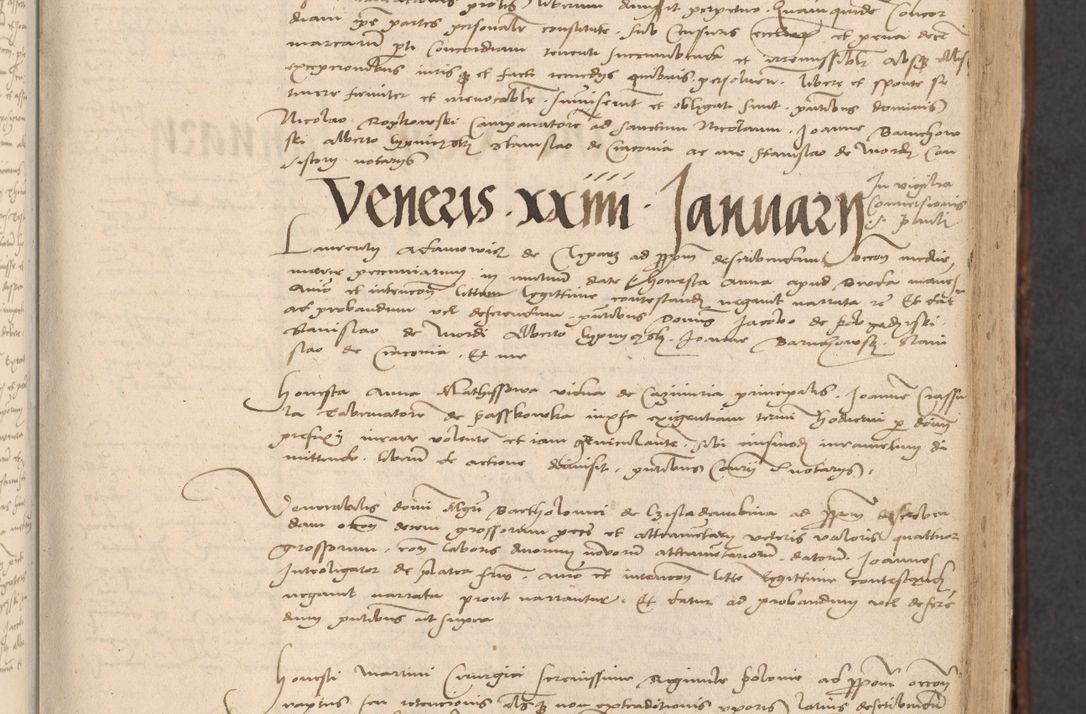 Zdjęcie nr 25 dla obiektu archiwalnego: INRI. Acta actorum, obligacionum et sentenciarum tam interlocutoriarum quam diffinitivarum coram reverendo patre ac egregio viro domino Jacobo Erciss[o]wski decretorum doctorem, canonico et officiali generali Cracoviensi ad annum Domini 1528, indicionem primam, pontificatus sanctissimi in Christo patris et domini domini Clementis divina probidendcia pape seprtimi, annum quintum, per Stanislaum de Mordi legalem consistorii notarium omine felici inchoantur
