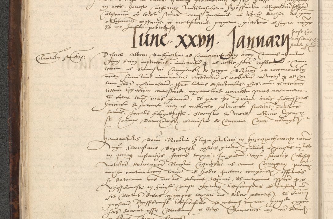 Zdjęcie nr 26 dla obiektu archiwalnego: INRI. Acta actorum, obligacionum et sentenciarum tam interlocutoriarum quam diffinitivarum coram reverendo patre ac egregio viro domino Jacobo Erciss[o]wski decretorum doctorem, canonico et officiali generali Cracoviensi ad annum Domini 1528, indicionem primam, pontificatus sanctissimi in Christo patris et domini domini Clementis divina probidendcia pape seprtimi, annum quintum, per Stanislaum de Mordi legalem consistorii notarium omine felici inchoantur