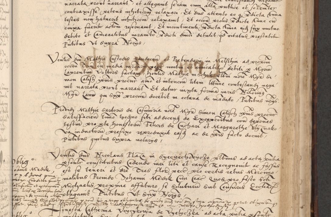 Zdjęcie nr 207 dla obiektu archiwalnego: INRI. Acta actorum, obligacionum et sentenciarum tam interlocutoriarum quam diffinitivarum coram reverendo patre ac egregio viro domino Jacobo Erciss[o]wski decretorum doctorem, canonico et officiali generali Cracoviensi ad annum Domini 1528, indicionem primam, pontificatus sanctissimi in Christo patris et domini domini Clementis divina probidendcia pape seprtimi, annum quintum, per Stanislaum de Mordi legalem consistorii notarium omine felici inchoantur