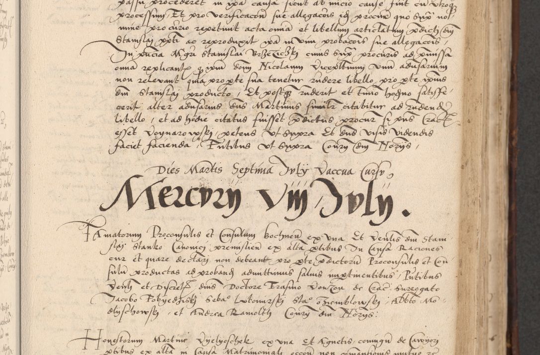 Zdjęcie nr 209 dla obiektu archiwalnego: INRI. Acta actorum, obligacionum et sentenciarum tam interlocutoriarum quam diffinitivarum coram reverendo patre ac egregio viro domino Jacobo Erciss[o]wski decretorum doctorem, canonico et officiali generali Cracoviensi ad annum Domini 1528, indicionem primam, pontificatus sanctissimi in Christo patris et domini domini Clementis divina probidendcia pape seprtimi, annum quintum, per Stanislaum de Mordi legalem consistorii notarium omine felici inchoantur