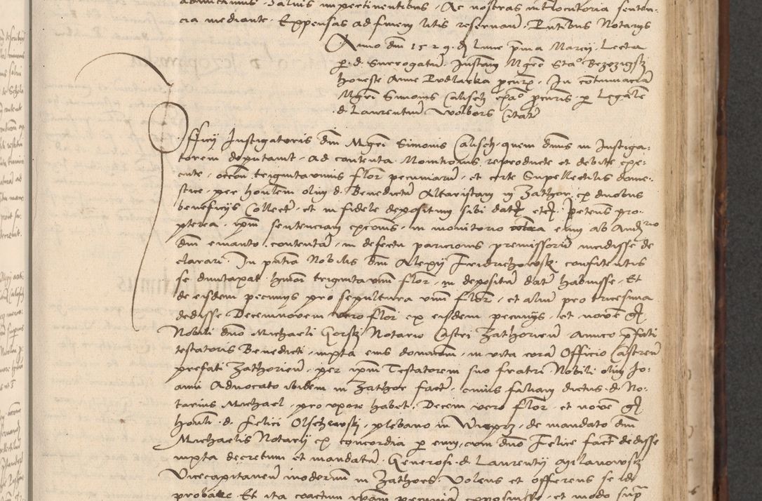 Zdjęcie nr 401 dla obiektu archiwalnego: INRI. Acta actorum, obligacionum et sentenciarum tam interlocutoriarum quam diffinitivarum coram reverendo patre ac egregio viro domino Jacobo Erciss[o]wski decretorum doctorem, canonico et officiali generali Cracoviensi ad annum Domini 1528, indicionem primam, pontificatus sanctissimi in Christo patris et domini domini Clementis divina probidendcia pape seprtimi, annum quintum, per Stanislaum de Mordi legalem consistorii notarium omine felici inchoantur
