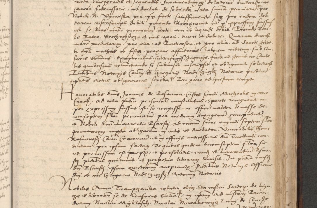 Zdjęcie nr 397 dla obiektu archiwalnego: INRI. Acta actorum, obligacionum et sentenciarum tam interlocutoriarum quam diffinitivarum coram reverendo patre ac egregio viro domino Jacobo Erciss[o]wski decretorum doctorem, canonico et officiali generali Cracoviensi ad annum Domini 1528, indicionem primam, pontificatus sanctissimi in Christo patris et domini domini Clementis divina probidendcia pape seprtimi, annum quintum, per Stanislaum de Mordi legalem consistorii notarium omine felici inchoantur