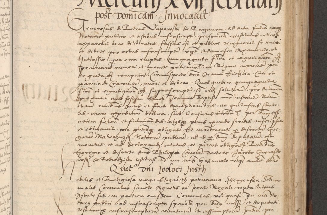 Zdjęcie nr 391 dla obiektu archiwalnego: INRI. Acta actorum, obligacionum et sentenciarum tam interlocutoriarum quam diffinitivarum coram reverendo patre ac egregio viro domino Jacobo Erciss[o]wski decretorum doctorem, canonico et officiali generali Cracoviensi ad annum Domini 1528, indicionem primam, pontificatus sanctissimi in Christo patris et domini domini Clementis divina probidendcia pape seprtimi, annum quintum, per Stanislaum de Mordi legalem consistorii notarium omine felici inchoantur