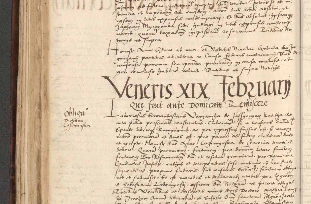 Zdjęcie nr 392 dla obiektu archiwalnego: INRI. Acta actorum, obligacionum et sentenciarum tam interlocutoriarum quam diffinitivarum coram reverendo patre ac egregio viro domino Jacobo Erciss[o]wski decretorum doctorem, canonico et officiali generali Cracoviensi ad annum Domini 1528, indicionem primam, pontificatus sanctissimi in Christo patris et domini domini Clementis divina probidendcia pape seprtimi, annum quintum, per Stanislaum de Mordi legalem consistorii notarium omine felici inchoantur