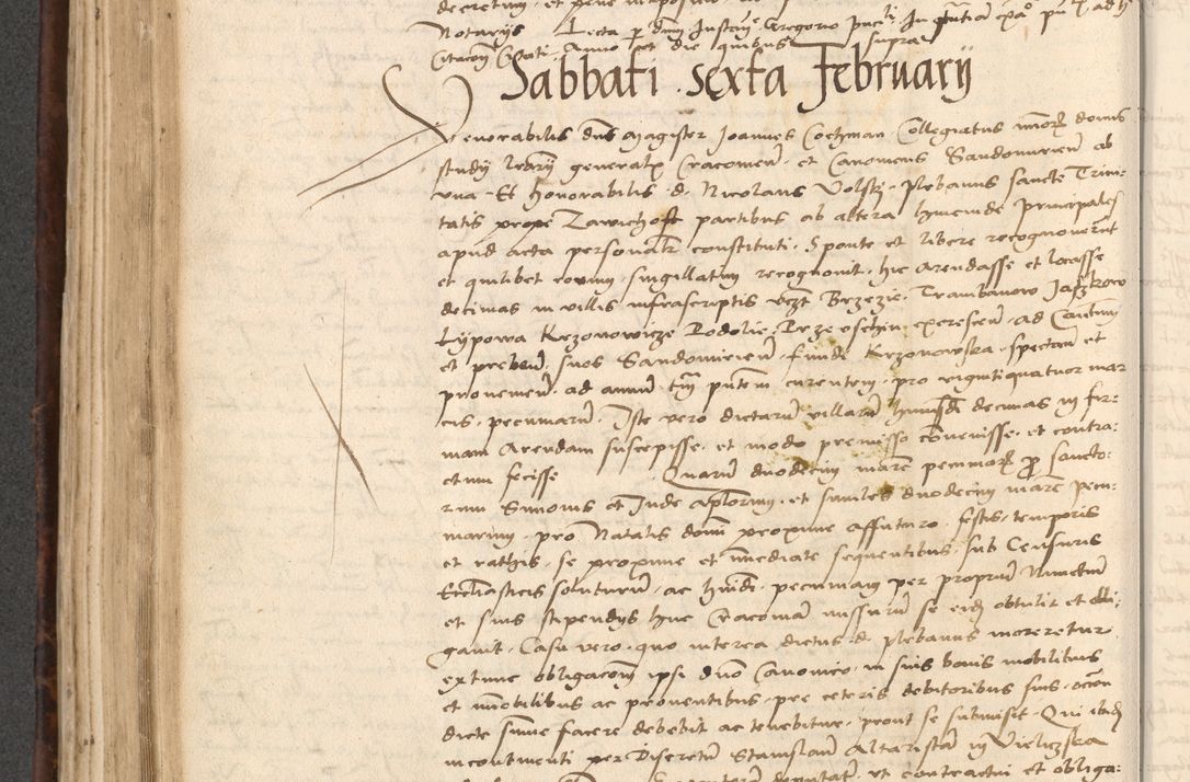 Zdjęcie nr 386 dla obiektu archiwalnego: INRI. Acta actorum, obligacionum et sentenciarum tam interlocutoriarum quam diffinitivarum coram reverendo patre ac egregio viro domino Jacobo Erciss[o]wski decretorum doctorem, canonico et officiali generali Cracoviensi ad annum Domini 1528, indicionem primam, pontificatus sanctissimi in Christo patris et domini domini Clementis divina probidendcia pape seprtimi, annum quintum, per Stanislaum de Mordi legalem consistorii notarium omine felici inchoantur