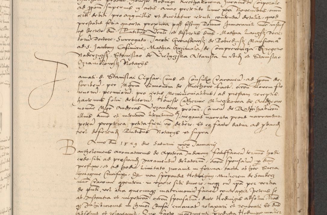 Zdjęcie nr 377 dla obiektu archiwalnego: INRI. Acta actorum, obligacionum et sentenciarum tam interlocutoriarum quam diffinitivarum coram reverendo patre ac egregio viro domino Jacobo Erciss[o]wski decretorum doctorem, canonico et officiali generali Cracoviensi ad annum Domini 1528, indicionem primam, pontificatus sanctissimi in Christo patris et domini domini Clementis divina probidendcia pape seprtimi, annum quintum, per Stanislaum de Mordi legalem consistorii notarium omine felici inchoantur
