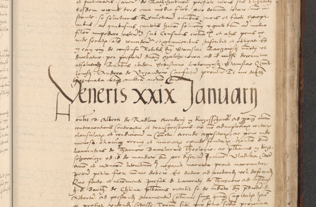 Zdjęcie nr 373 dla obiektu archiwalnego: INRI. Acta actorum, obligacionum et sentenciarum tam interlocutoriarum quam diffinitivarum coram reverendo patre ac egregio viro domino Jacobo Erciss[o]wski decretorum doctorem, canonico et officiali generali Cracoviensi ad annum Domini 1528, indicionem primam, pontificatus sanctissimi in Christo patris et domini domini Clementis divina probidendcia pape seprtimi, annum quintum, per Stanislaum de Mordi legalem consistorii notarium omine felici inchoantur