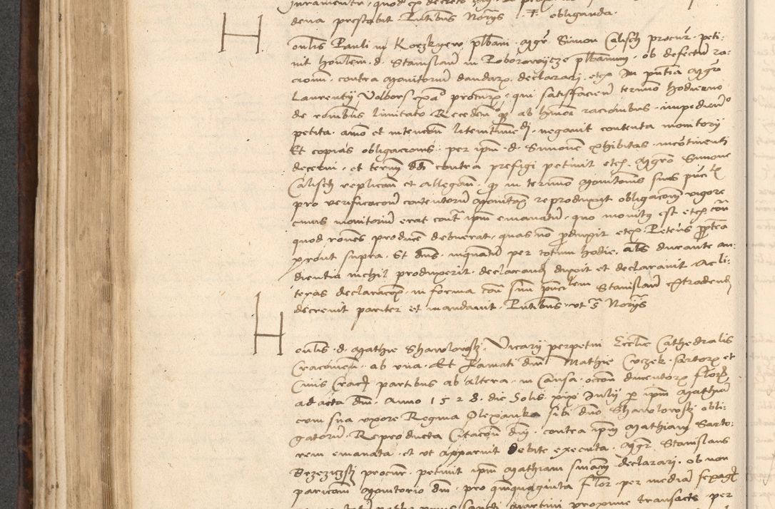 Zdjęcie nr 368 dla obiektu archiwalnego: INRI. Acta actorum, obligacionum et sentenciarum tam interlocutoriarum quam diffinitivarum coram reverendo patre ac egregio viro domino Jacobo Erciss[o]wski decretorum doctorem, canonico et officiali generali Cracoviensi ad annum Domini 1528, indicionem primam, pontificatus sanctissimi in Christo patris et domini domini Clementis divina probidendcia pape seprtimi, annum quintum, per Stanislaum de Mordi legalem consistorii notarium omine felici inchoantur