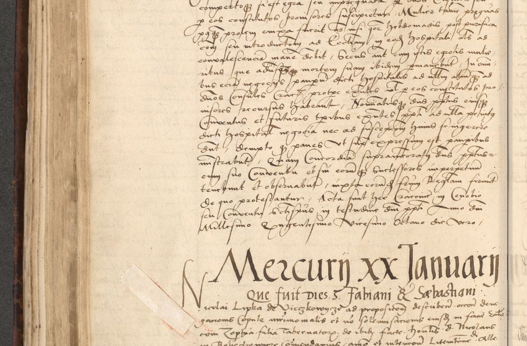 Zdjęcie nr 366 dla obiektu archiwalnego: INRI. Acta actorum, obligacionum et sentenciarum tam interlocutoriarum quam diffinitivarum coram reverendo patre ac egregio viro domino Jacobo Erciss[o]wski decretorum doctorem, canonico et officiali generali Cracoviensi ad annum Domini 1528, indicionem primam, pontificatus sanctissimi in Christo patris et domini domini Clementis divina probidendcia pape seprtimi, annum quintum, per Stanislaum de Mordi legalem consistorii notarium omine felici inchoantur