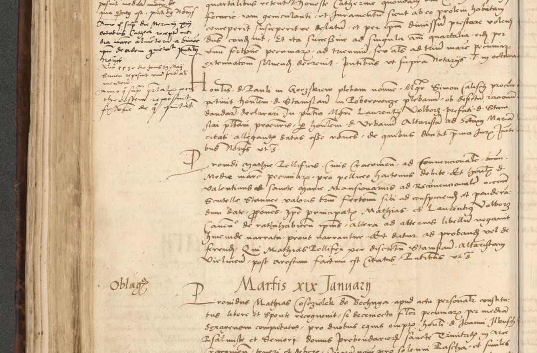 Zdjęcie nr 364 dla obiektu archiwalnego: INRI. Acta actorum, obligacionum et sentenciarum tam interlocutoriarum quam diffinitivarum coram reverendo patre ac egregio viro domino Jacobo Erciss[o]wski decretorum doctorem, canonico et officiali generali Cracoviensi ad annum Domini 1528, indicionem primam, pontificatus sanctissimi in Christo patris et domini domini Clementis divina probidendcia pape seprtimi, annum quintum, per Stanislaum de Mordi legalem consistorii notarium omine felici inchoantur