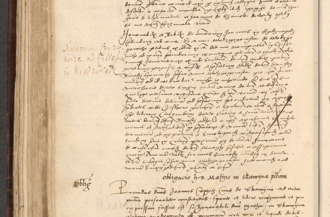 Zdjęcie nr 358 dla obiektu archiwalnego: INRI. Acta actorum, obligacionum et sentenciarum tam interlocutoriarum quam diffinitivarum coram reverendo patre ac egregio viro domino Jacobo Erciss[o]wski decretorum doctorem, canonico et officiali generali Cracoviensi ad annum Domini 1528, indicionem primam, pontificatus sanctissimi in Christo patris et domini domini Clementis divina probidendcia pape seprtimi, annum quintum, per Stanislaum de Mordi legalem consistorii notarium omine felici inchoantur