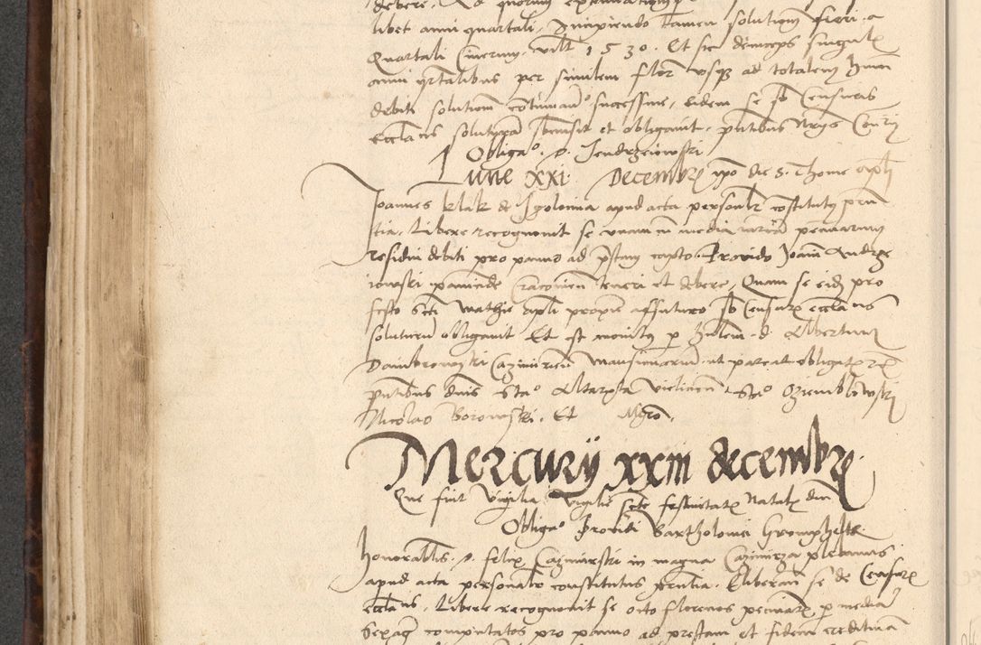 Zdjęcie nr 340 dla obiektu archiwalnego: INRI. Acta actorum, obligacionum et sentenciarum tam interlocutoriarum quam diffinitivarum coram reverendo patre ac egregio viro domino Jacobo Erciss[o]wski decretorum doctorem, canonico et officiali generali Cracoviensi ad annum Domini 1528, indicionem primam, pontificatus sanctissimi in Christo patris et domini domini Clementis divina probidendcia pape seprtimi, annum quintum, per Stanislaum de Mordi legalem consistorii notarium omine felici inchoantur
