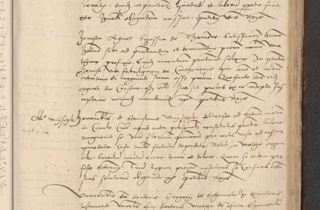 Zdjęcie nr 337 dla obiektu archiwalnego: INRI. Acta actorum, obligacionum et sentenciarum tam interlocutoriarum quam diffinitivarum coram reverendo patre ac egregio viro domino Jacobo Erciss[o]wski decretorum doctorem, canonico et officiali generali Cracoviensi ad annum Domini 1528, indicionem primam, pontificatus sanctissimi in Christo patris et domini domini Clementis divina probidendcia pape seprtimi, annum quintum, per Stanislaum de Mordi legalem consistorii notarium omine felici inchoantur