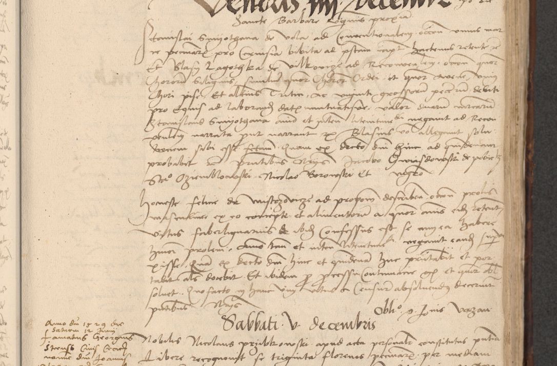 Zdjęcie nr 327 dla obiektu archiwalnego: INRI. Acta actorum, obligacionum et sentenciarum tam interlocutoriarum quam diffinitivarum coram reverendo patre ac egregio viro domino Jacobo Erciss[o]wski decretorum doctorem, canonico et officiali generali Cracoviensi ad annum Domini 1528, indicionem primam, pontificatus sanctissimi in Christo patris et domini domini Clementis divina probidendcia pape seprtimi, annum quintum, per Stanislaum de Mordi legalem consistorii notarium omine felici inchoantur