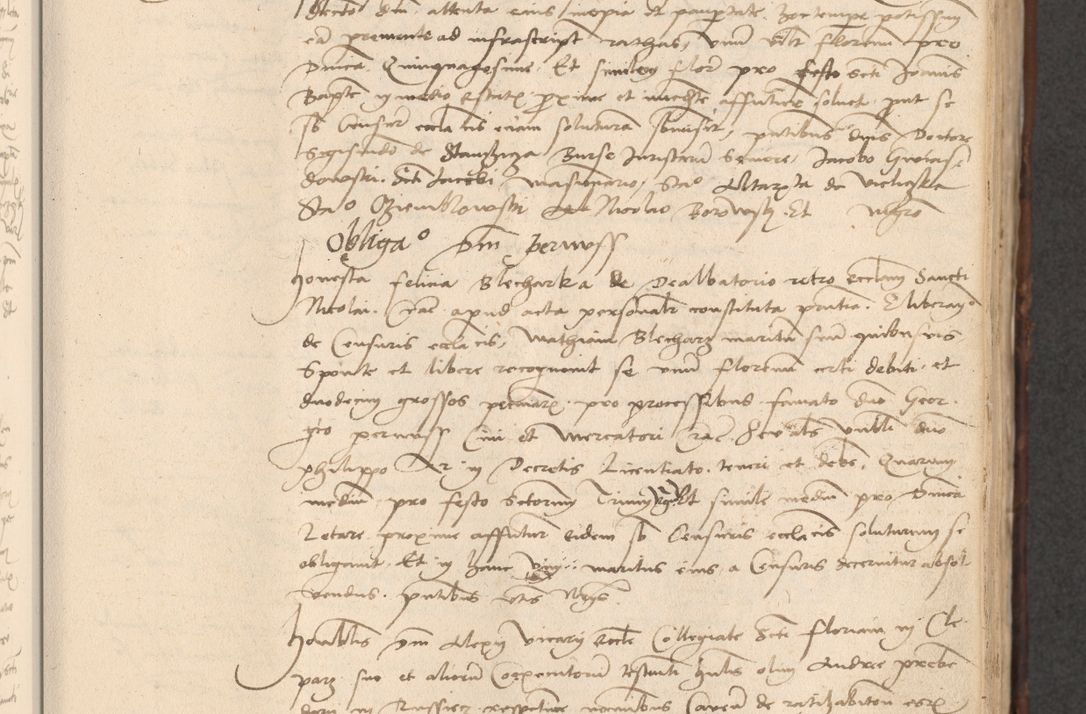 Zdjęcie nr 315 dla obiektu archiwalnego: INRI. Acta actorum, obligacionum et sentenciarum tam interlocutoriarum quam diffinitivarum coram reverendo patre ac egregio viro domino Jacobo Erciss[o]wski decretorum doctorem, canonico et officiali generali Cracoviensi ad annum Domini 1528, indicionem primam, pontificatus sanctissimi in Christo patris et domini domini Clementis divina probidendcia pape seprtimi, annum quintum, per Stanislaum de Mordi legalem consistorii notarium omine felici inchoantur