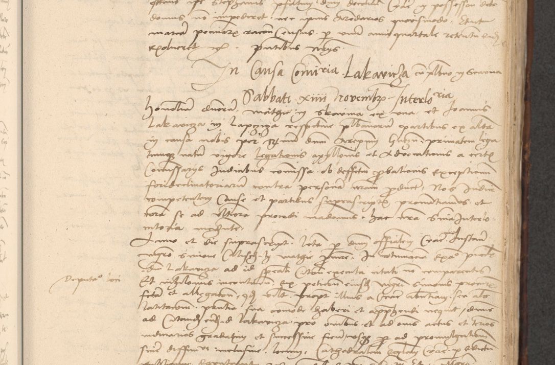 Zdjęcie nr 309 dla obiektu archiwalnego: INRI. Acta actorum, obligacionum et sentenciarum tam interlocutoriarum quam diffinitivarum coram reverendo patre ac egregio viro domino Jacobo Erciss[o]wski decretorum doctorem, canonico et officiali generali Cracoviensi ad annum Domini 1528, indicionem primam, pontificatus sanctissimi in Christo patris et domini domini Clementis divina probidendcia pape seprtimi, annum quintum, per Stanislaum de Mordi legalem consistorii notarium omine felici inchoantur