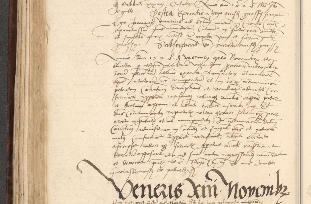 Zdjęcie nr 306 dla obiektu archiwalnego: INRI. Acta actorum, obligacionum et sentenciarum tam interlocutoriarum quam diffinitivarum coram reverendo patre ac egregio viro domino Jacobo Erciss[o]wski decretorum doctorem, canonico et officiali generali Cracoviensi ad annum Domini 1528, indicionem primam, pontificatus sanctissimi in Christo patris et domini domini Clementis divina probidendcia pape seprtimi, annum quintum, per Stanislaum de Mordi legalem consistorii notarium omine felici inchoantur