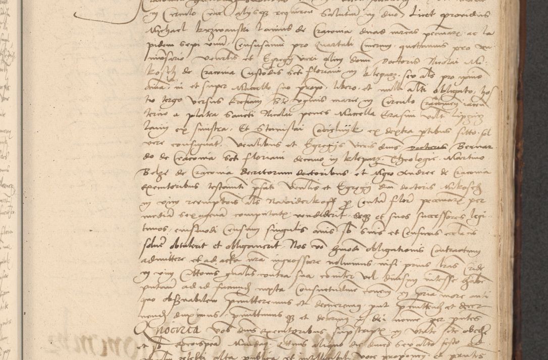 Zdjęcie nr 305 dla obiektu archiwalnego: INRI. Acta actorum, obligacionum et sentenciarum tam interlocutoriarum quam diffinitivarum coram reverendo patre ac egregio viro domino Jacobo Erciss[o]wski decretorum doctorem, canonico et officiali generali Cracoviensi ad annum Domini 1528, indicionem primam, pontificatus sanctissimi in Christo patris et domini domini Clementis divina probidendcia pape seprtimi, annum quintum, per Stanislaum de Mordi legalem consistorii notarium omine felici inchoantur