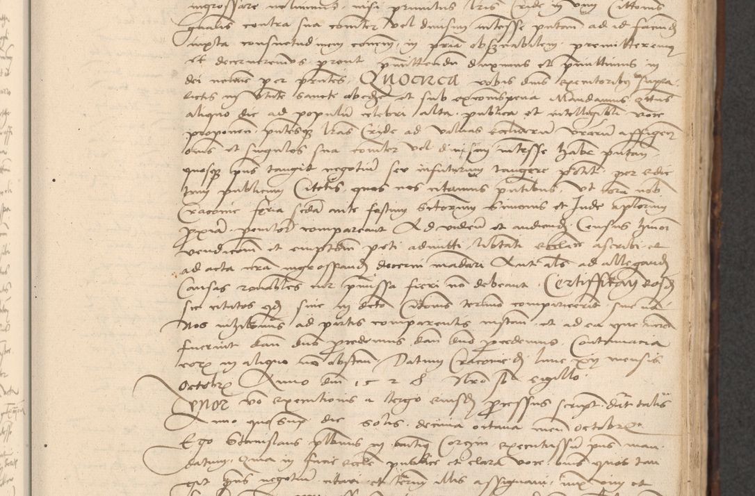 Zdjęcie nr 299 dla obiektu archiwalnego: INRI. Acta actorum, obligacionum et sentenciarum tam interlocutoriarum quam diffinitivarum coram reverendo patre ac egregio viro domino Jacobo Erciss[o]wski decretorum doctorem, canonico et officiali generali Cracoviensi ad annum Domini 1528, indicionem primam, pontificatus sanctissimi in Christo patris et domini domini Clementis divina probidendcia pape seprtimi, annum quintum, per Stanislaum de Mordi legalem consistorii notarium omine felici inchoantur