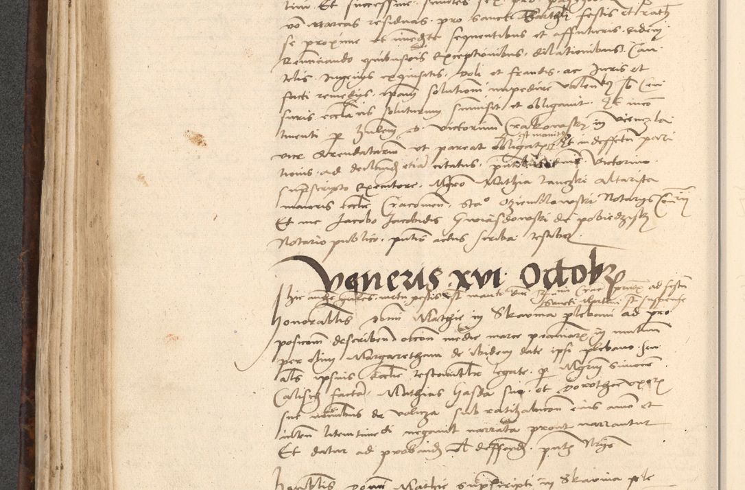 Zdjęcie nr 290 dla obiektu archiwalnego: INRI. Acta actorum, obligacionum et sentenciarum tam interlocutoriarum quam diffinitivarum coram reverendo patre ac egregio viro domino Jacobo Erciss[o]wski decretorum doctorem, canonico et officiali generali Cracoviensi ad annum Domini 1528, indicionem primam, pontificatus sanctissimi in Christo patris et domini domini Clementis divina probidendcia pape seprtimi, annum quintum, per Stanislaum de Mordi legalem consistorii notarium omine felici inchoantur