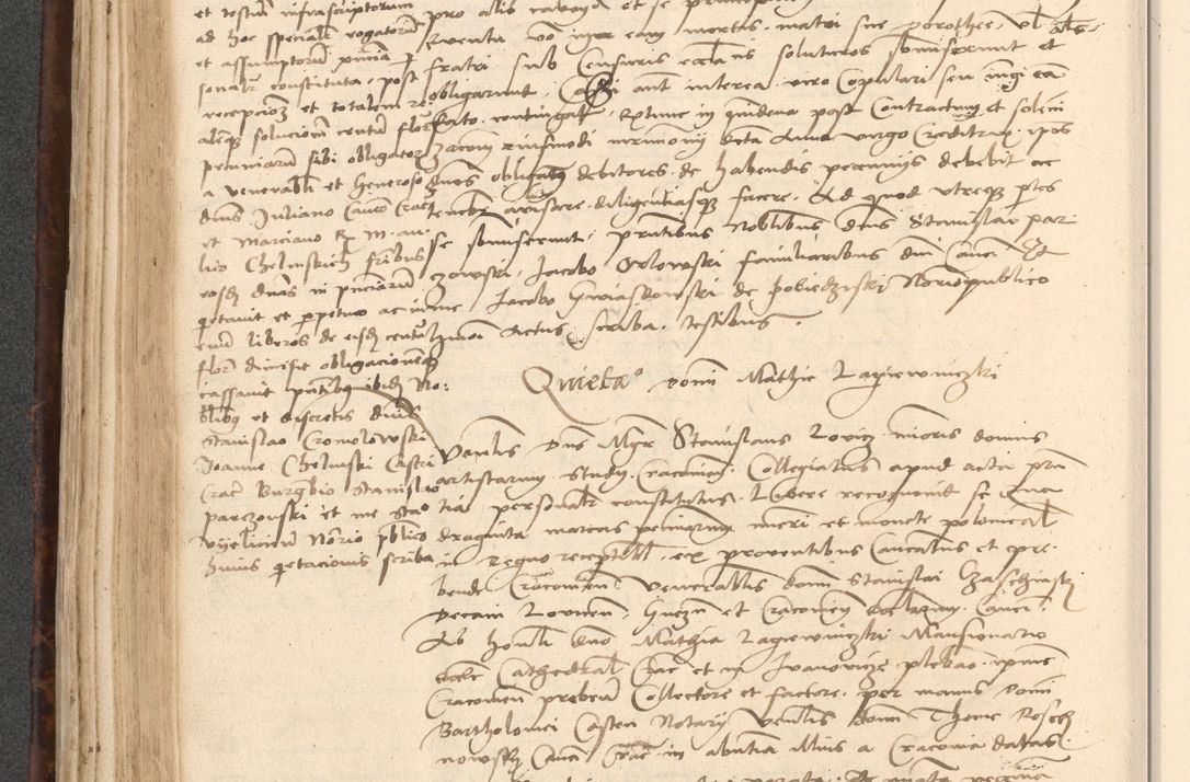 Zdjęcie nr 292 dla obiektu archiwalnego: INRI. Acta actorum, obligacionum et sentenciarum tam interlocutoriarum quam diffinitivarum coram reverendo patre ac egregio viro domino Jacobo Erciss[o]wski decretorum doctorem, canonico et officiali generali Cracoviensi ad annum Domini 1528, indicionem primam, pontificatus sanctissimi in Christo patris et domini domini Clementis divina probidendcia pape seprtimi, annum quintum, per Stanislaum de Mordi legalem consistorii notarium omine felici inchoantur