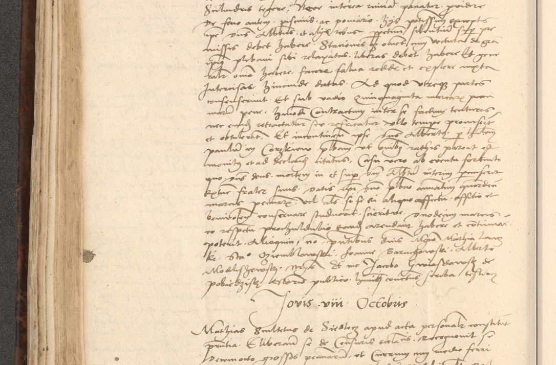 Zdjęcie nr 286 dla obiektu archiwalnego: INRI. Acta actorum, obligacionum et sentenciarum tam interlocutoriarum quam diffinitivarum coram reverendo patre ac egregio viro domino Jacobo Erciss[o]wski decretorum doctorem, canonico et officiali generali Cracoviensi ad annum Domini 1528, indicionem primam, pontificatus sanctissimi in Christo patris et domini domini Clementis divina probidendcia pape seprtimi, annum quintum, per Stanislaum de Mordi legalem consistorii notarium omine felici inchoantur