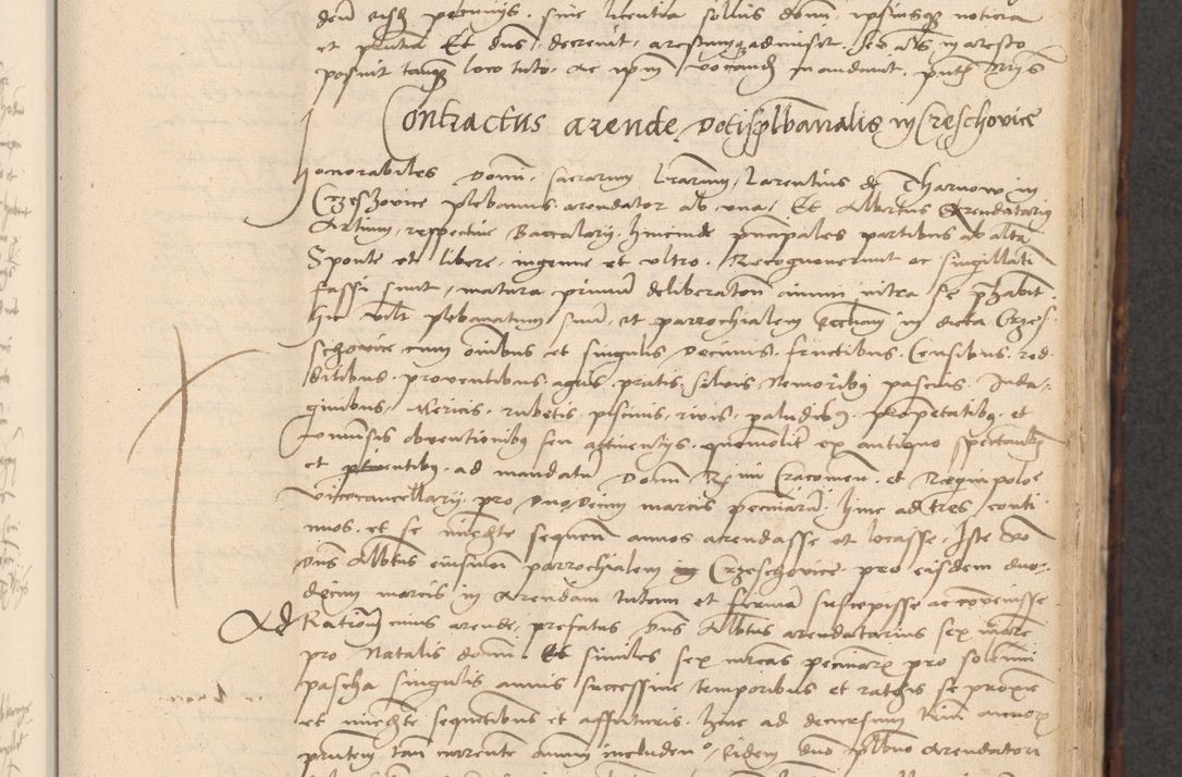 Zdjęcie nr 285 dla obiektu archiwalnego: INRI. Acta actorum, obligacionum et sentenciarum tam interlocutoriarum quam diffinitivarum coram reverendo patre ac egregio viro domino Jacobo Erciss[o]wski decretorum doctorem, canonico et officiali generali Cracoviensi ad annum Domini 1528, indicionem primam, pontificatus sanctissimi in Christo patris et domini domini Clementis divina probidendcia pape seprtimi, annum quintum, per Stanislaum de Mordi legalem consistorii notarium omine felici inchoantur
