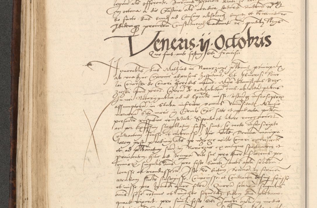 Zdjęcie nr 278 dla obiektu archiwalnego: INRI. Acta actorum, obligacionum et sentenciarum tam interlocutoriarum quam diffinitivarum coram reverendo patre ac egregio viro domino Jacobo Erciss[o]wski decretorum doctorem, canonico et officiali generali Cracoviensi ad annum Domini 1528, indicionem primam, pontificatus sanctissimi in Christo patris et domini domini Clementis divina probidendcia pape seprtimi, annum quintum, per Stanislaum de Mordi legalem consistorii notarium omine felici inchoantur