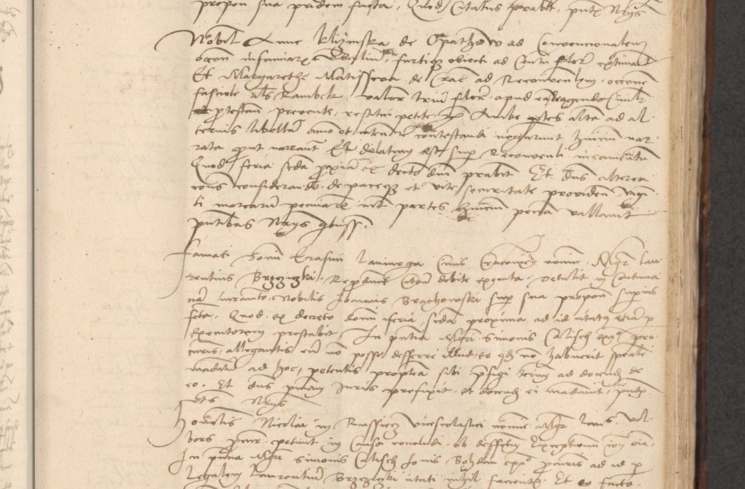 Zdjęcie nr 279 dla obiektu archiwalnego: INRI. Acta actorum, obligacionum et sentenciarum tam interlocutoriarum quam diffinitivarum coram reverendo patre ac egregio viro domino Jacobo Erciss[o]wski decretorum doctorem, canonico et officiali generali Cracoviensi ad annum Domini 1528, indicionem primam, pontificatus sanctissimi in Christo patris et domini domini Clementis divina probidendcia pape seprtimi, annum quintum, per Stanislaum de Mordi legalem consistorii notarium omine felici inchoantur