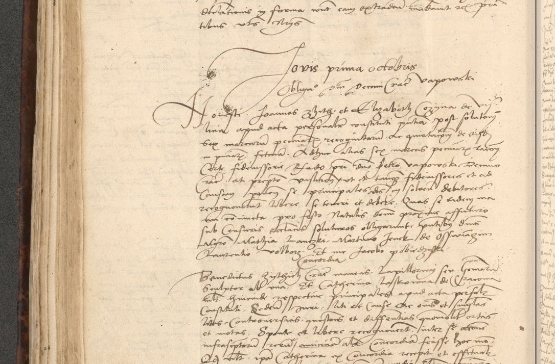 Zdjęcie nr 276 dla obiektu archiwalnego: INRI. Acta actorum, obligacionum et sentenciarum tam interlocutoriarum quam diffinitivarum coram reverendo patre ac egregio viro domino Jacobo Erciss[o]wski decretorum doctorem, canonico et officiali generali Cracoviensi ad annum Domini 1528, indicionem primam, pontificatus sanctissimi in Christo patris et domini domini Clementis divina probidendcia pape seprtimi, annum quintum, per Stanislaum de Mordi legalem consistorii notarium omine felici inchoantur