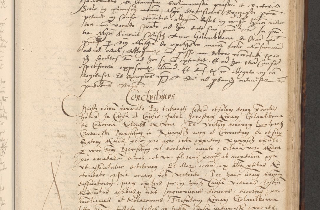 Zdjęcie nr 269 dla obiektu archiwalnego: INRI. Acta actorum, obligacionum et sentenciarum tam interlocutoriarum quam diffinitivarum coram reverendo patre ac egregio viro domino Jacobo Erciss[o]wski decretorum doctorem, canonico et officiali generali Cracoviensi ad annum Domini 1528, indicionem primam, pontificatus sanctissimi in Christo patris et domini domini Clementis divina probidendcia pape seprtimi, annum quintum, per Stanislaum de Mordi legalem consistorii notarium omine felici inchoantur
