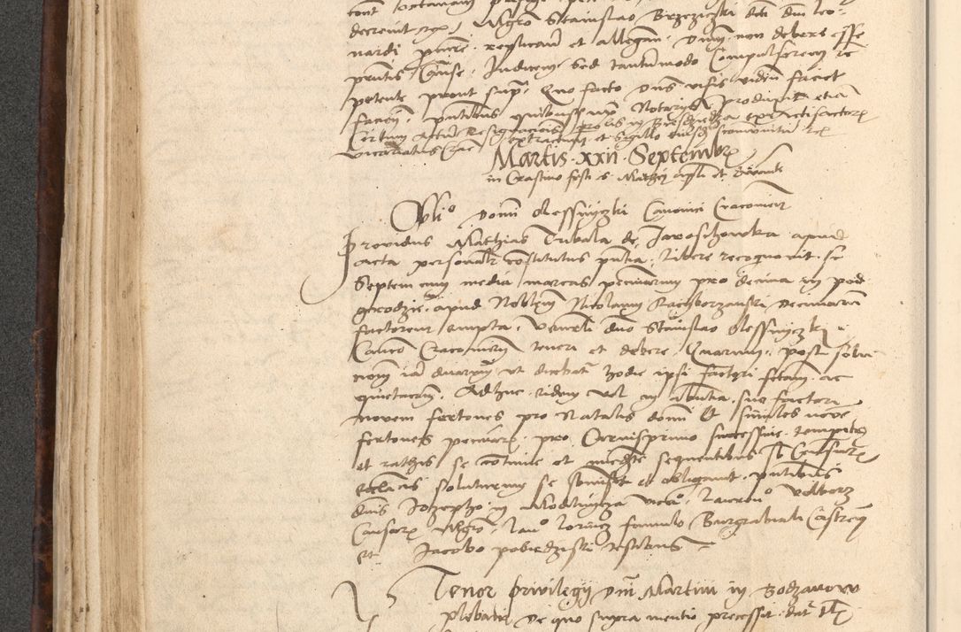 Zdjęcie nr 266 dla obiektu archiwalnego: INRI. Acta actorum, obligacionum et sentenciarum tam interlocutoriarum quam diffinitivarum coram reverendo patre ac egregio viro domino Jacobo Erciss[o]wski decretorum doctorem, canonico et officiali generali Cracoviensi ad annum Domini 1528, indicionem primam, pontificatus sanctissimi in Christo patris et domini domini Clementis divina probidendcia pape seprtimi, annum quintum, per Stanislaum de Mordi legalem consistorii notarium omine felici inchoantur