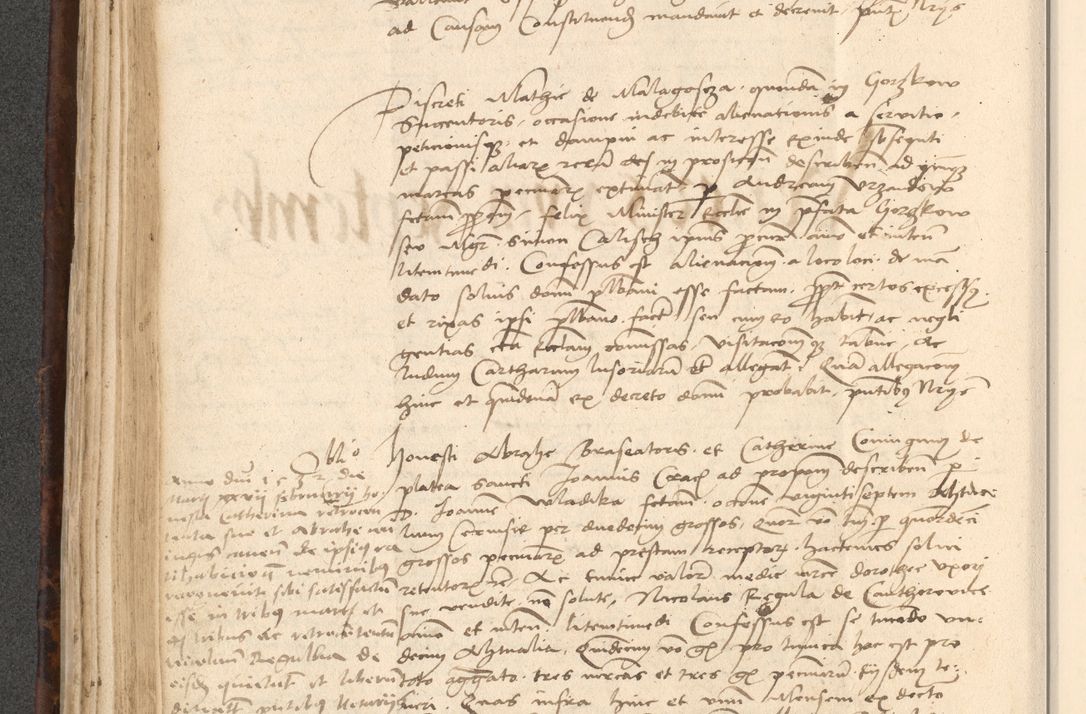 Zdjęcie nr 264 dla obiektu archiwalnego: INRI. Acta actorum, obligacionum et sentenciarum tam interlocutoriarum quam diffinitivarum coram reverendo patre ac egregio viro domino Jacobo Erciss[o]wski decretorum doctorem, canonico et officiali generali Cracoviensi ad annum Domini 1528, indicionem primam, pontificatus sanctissimi in Christo patris et domini domini Clementis divina probidendcia pape seprtimi, annum quintum, per Stanislaum de Mordi legalem consistorii notarium omine felici inchoantur